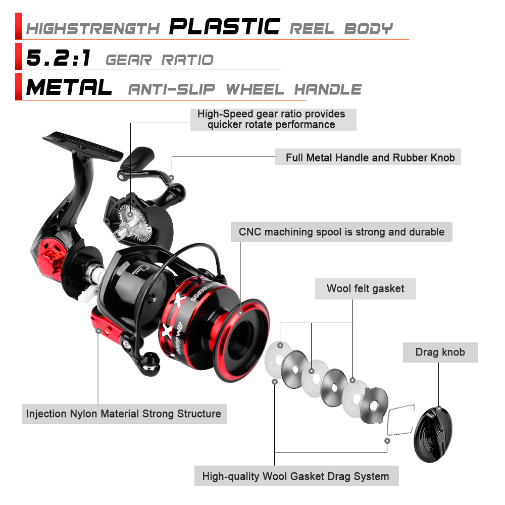 Spinning Reel 1BB 4-9kg Drag Fishing Reels 3 Spinning reel AM1000-6000 2